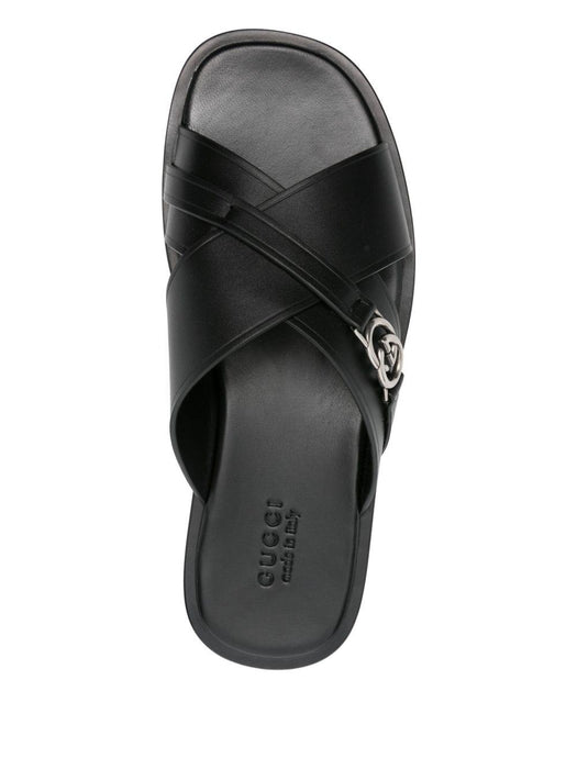 cross-strap leather slides 831275 DTN001000 GUCCI