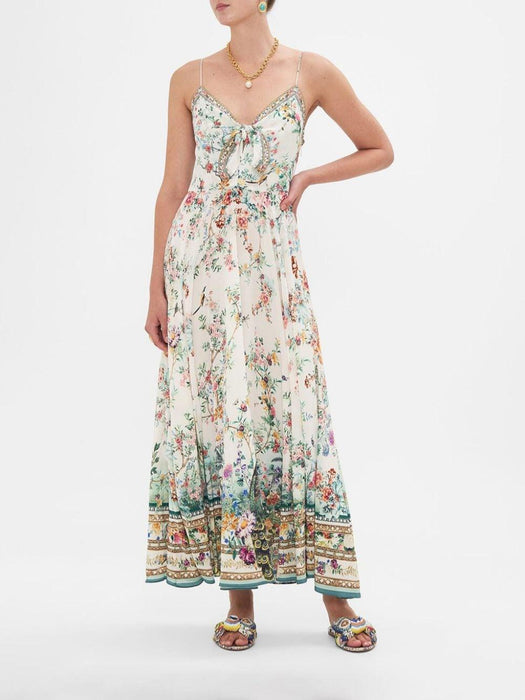 bow-embellished silk dress 00029519 PLUPARTS CAMILLA