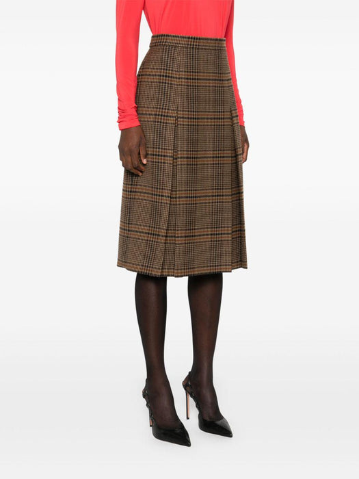 pleated check midi skirt<BR/><BR/><BR/><BR/><BR/> 831068 Y9I702849 SAINT LAURENT