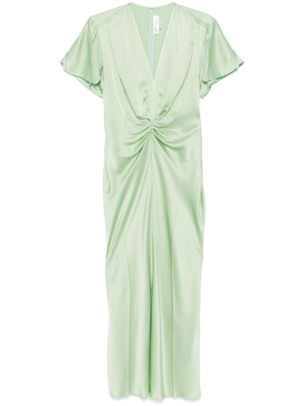 gathered v-neck midi dress 1125WDR005195D JADE 621 VICTORIA BECKHAM