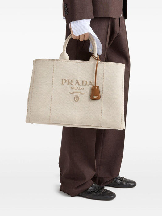 Prada Jardinière extra-large linen blend tote bag 2VG131 2CX9F0018 PRADA