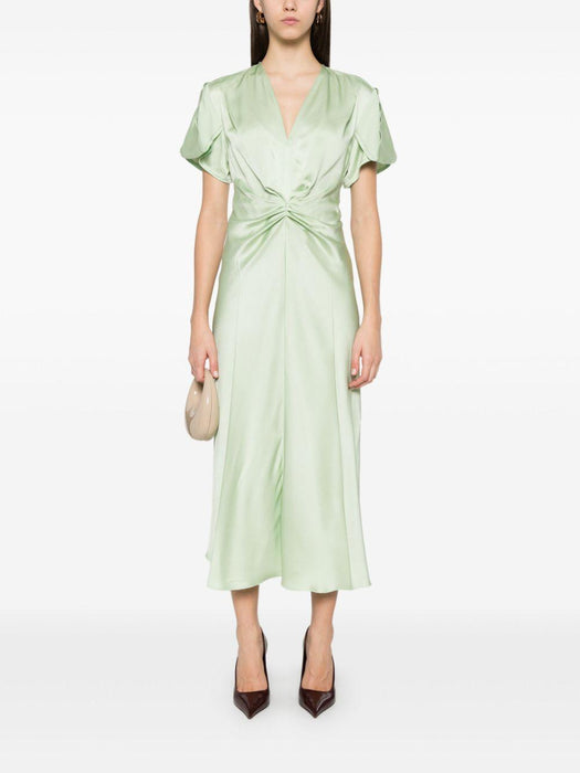 gathered v-neck midi dress 1125WDR005195D JADE 621 VICTORIA BECKHAM