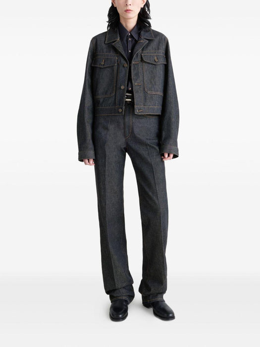 button-fastening patch-pocket denim jacket<BR/> OW1191 LD1061BK965 LEMAIRE