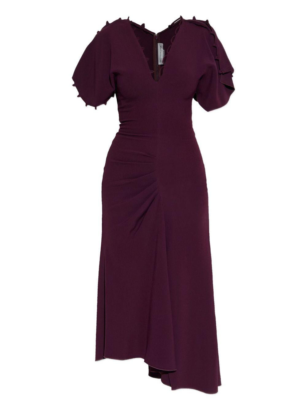 ruffled-sleeve asymmetric midi dress 1425WDR007063B 2757 VICTORIA BECKHAM