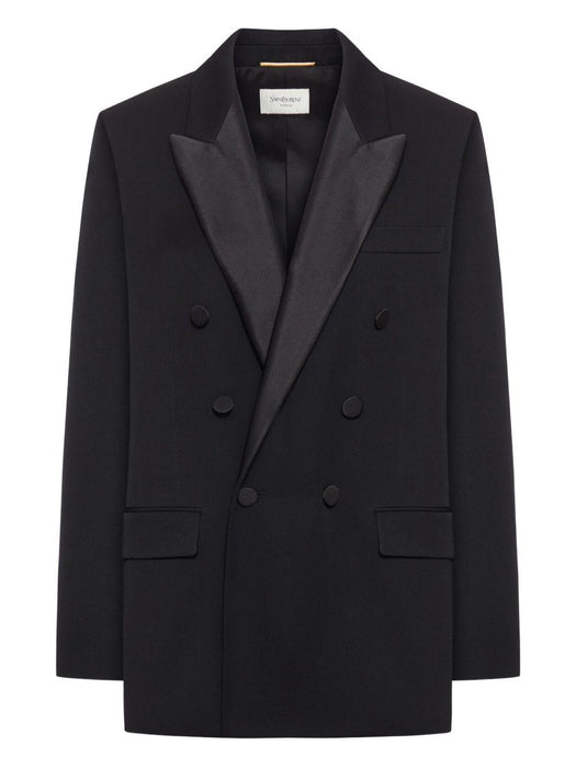 satin-lapels double-breasted blazer<BR/><BR/><BR/><BR/> 837658 Y7E631000 SAINT LAURENT