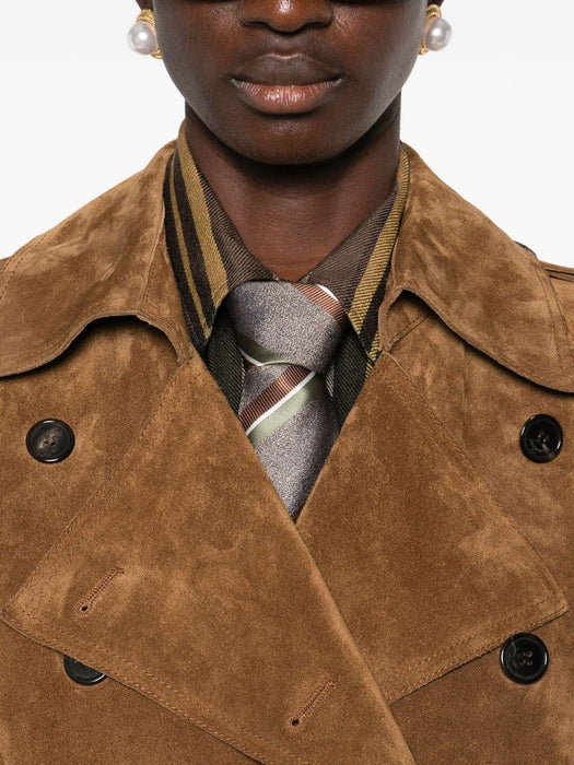 double-breasted suede long coat<BR/><BR/><BR/><BR/> 683370 YC2JY2544 SAINT LAURENT