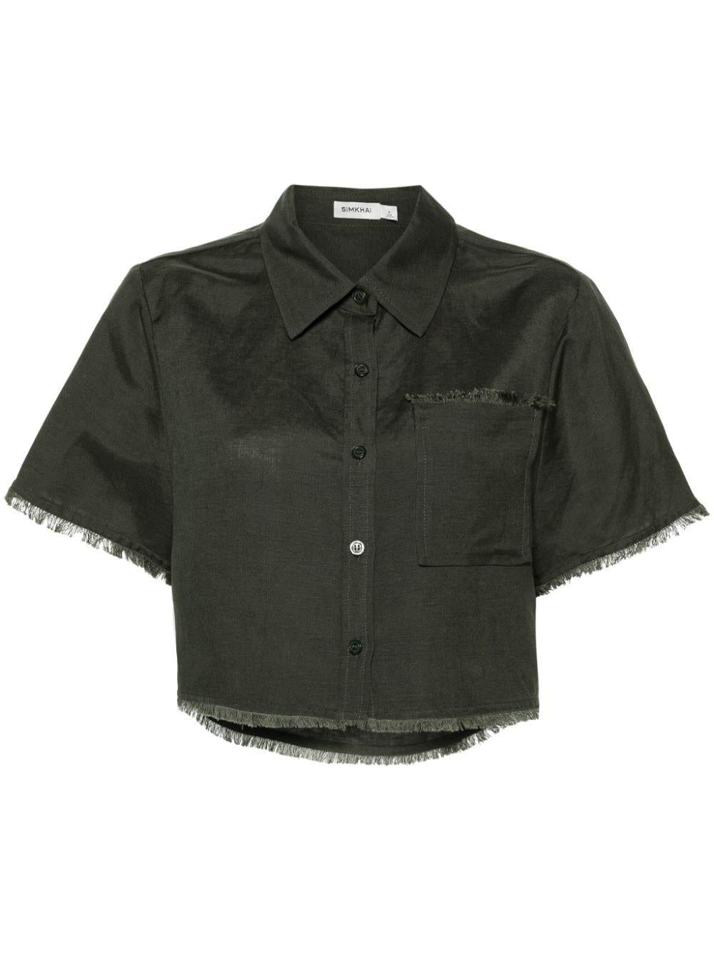 Solange Cropped Shirt Black - Simkhai