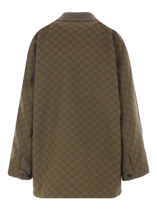 GG monogram leather-trimmed oversized jacket 826626 Z8B1O3602 GUCCI