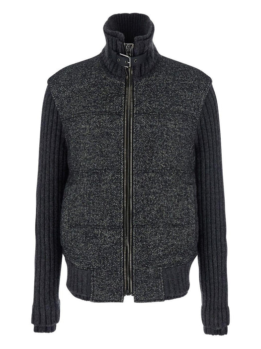 herringbone-pattern ribbed-knit bomber jacket G9BVST GJ846N0352 DOLCE & GABBANA