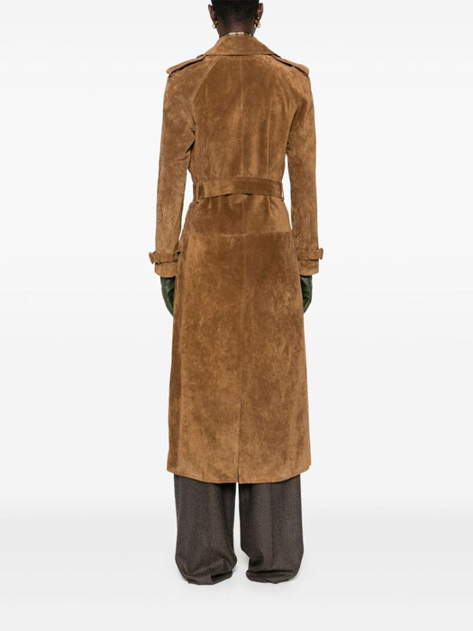 double-breasted suede long coat<BR/><BR/><BR/><BR/> 683370 YC2JY2544 SAINT LAURENT