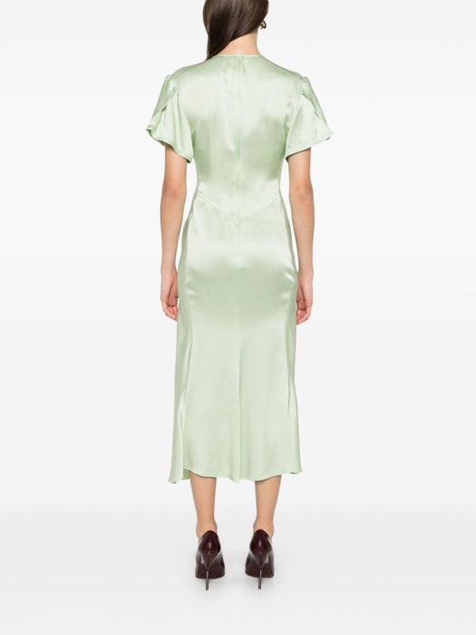 gathered v-neck midi dress 1125WDR005195D JADE 621 VICTORIA BECKHAM