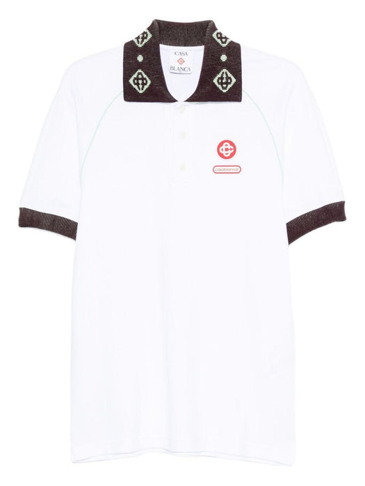 logo-patch polo shirt M-AW25-JTP-435-01 BRIGHT WHITE CASABLANCA