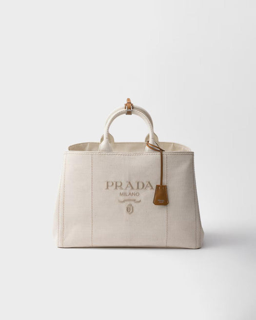 Prada Jardinière extra-large linen blend tote bag 2VG131 2CX9F0018 PRADA