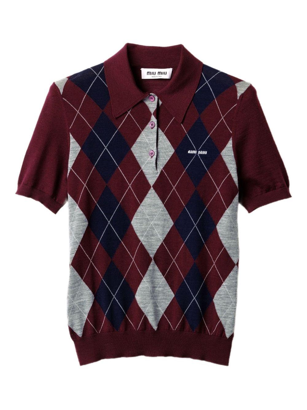 argyle intarsia-knit sweater MMLB66 S OOO 174CF0007 MIU MIU