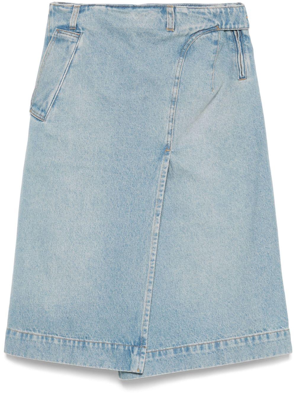 denim wrap detail skirt 1125DSK006000A PALE BLUE WASH 9204 VICTORIA BECKHAM