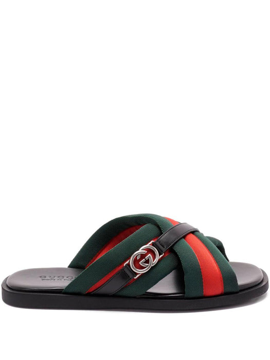 Maverik Web-striped cross-strap sandals 838084 HAAHH8449 GUCCI