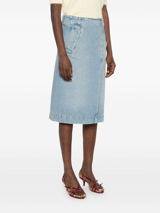 denim wrap detail skirt 1125DSK006000A PALE BLUE WASH 9204 VICTORIA BECKHAM