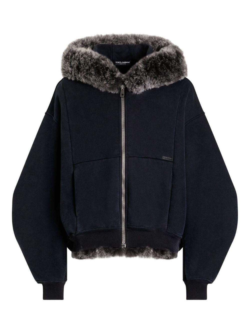 fur-trimmed zip-up hoodie G9BVOZ G7PLDN0000 DOLCE & GABBANA