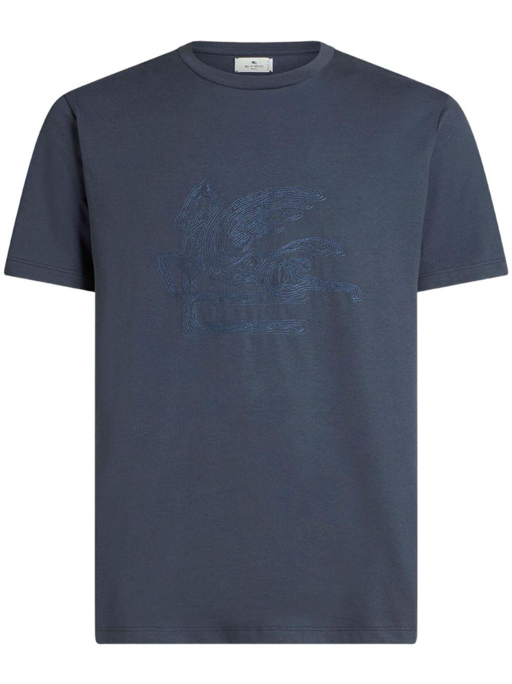 Tシャツ・カットソー ETRO COTTON T-SHIRT WITH PEGASUS embroidered maxi-pegasus t-shirt