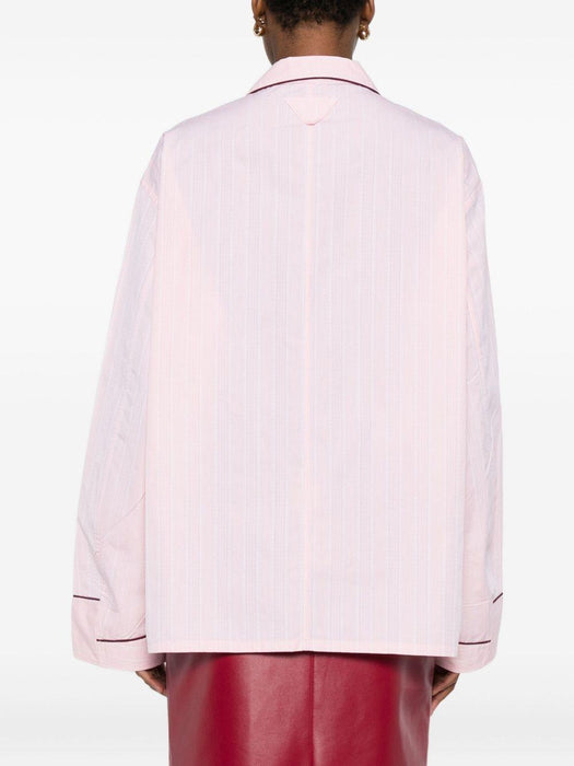 striped contrast-trim shirt<BR/><BR/> P479I S OOO 18OVF0924 PRADA