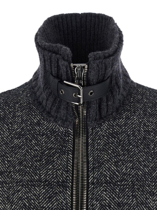 herringbone-pattern ribbed-knit bomber jacket G9BVST GJ846N0352 DOLCE & GABBANA