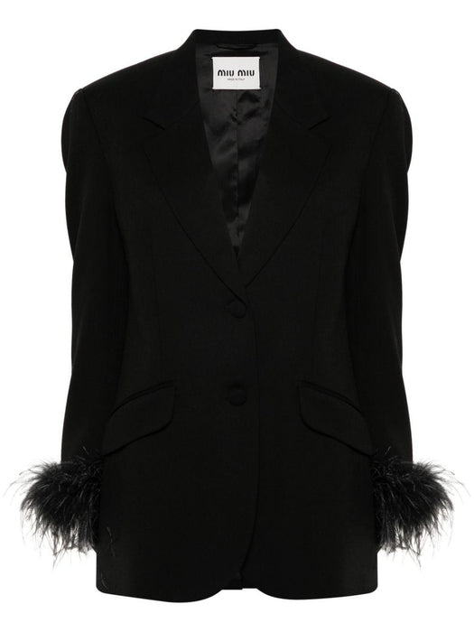 feather-trim blazer MH1901 S OOO 1378F0002 MIU MIU