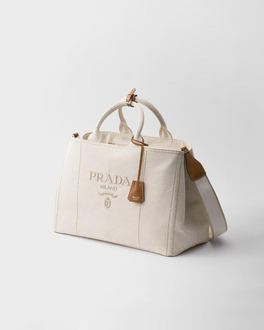Prada Jardinière extra-large linen blend tote bag 2VG131 2CX9F0018 PRADA