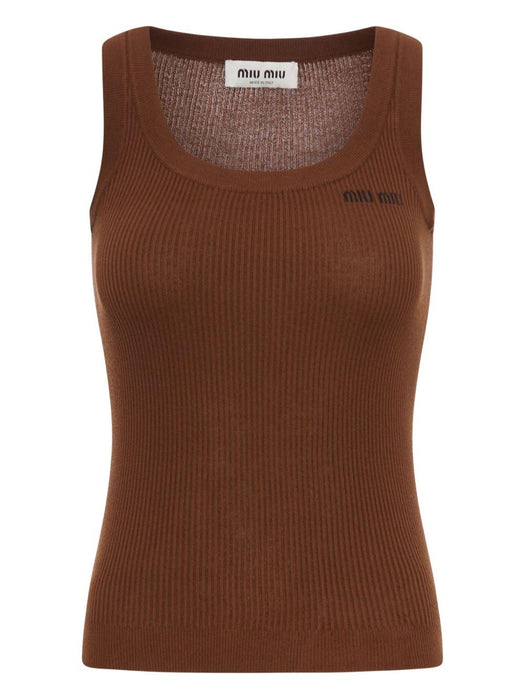 ribbed cotton top<BR/><BR/><BR/> MMV294 S OOO 12ZLF0324 MIU MIU