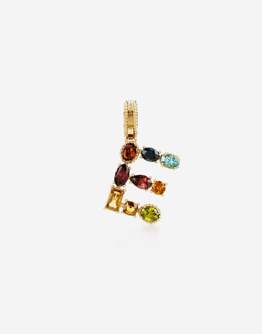 18K yellow gold E letter multi-gems pendant WANR2GWMIXE ZOO00 DOLCE & GABBANA 