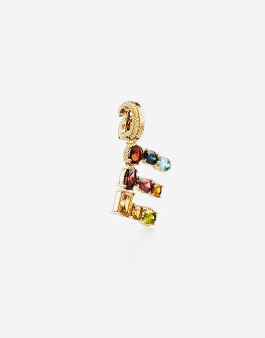 18K yellow gold E letter multi-gems pendant WANR2GWMIXE ZOO00 DOLCE & GABBANA 