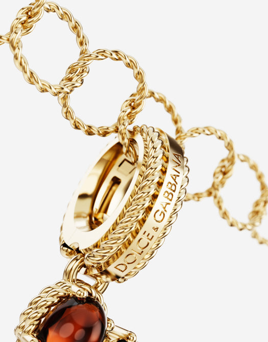 18K yellow gold E letter multi-gems pendant WANR2GWMIXE ZOO00 DOLCE & GABBANA 