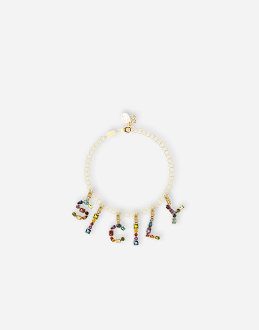 18K yellow gold E letter multi-gems pendant WANR2GWMIXE ZOO00 DOLCE & GABBANA 