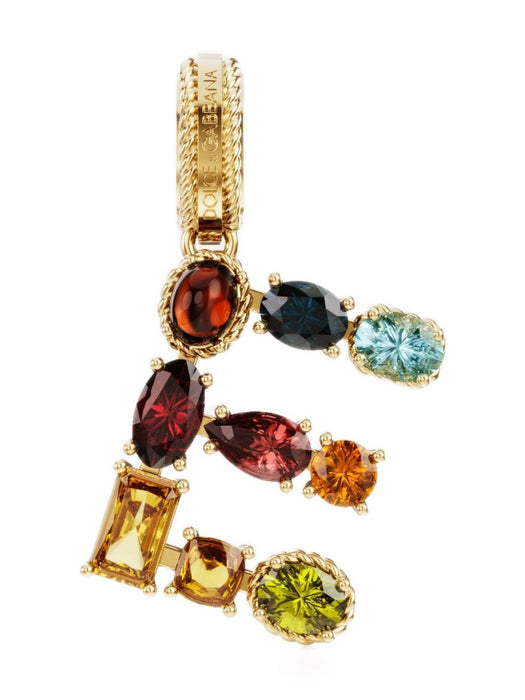 18K yellow gold E letter multi-gems pendant WANR2GWMIXE ZOO00 DOLCE & GABBANA 