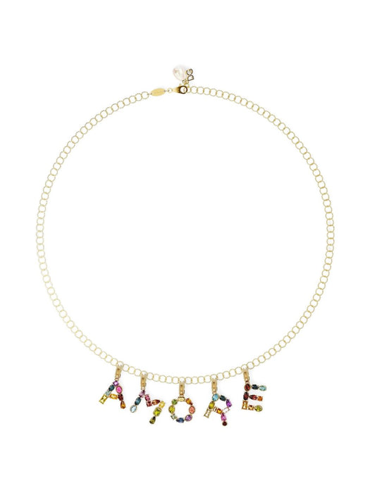 18K yellow gold E letter multi-gems pendant WANR2GWMIXE ZOO00 DOLCE & GABBANA 