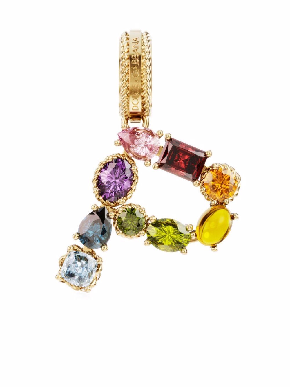 18K yellow gold P letter multi-gems pendant WANR2GWMIXP ZOO00 DOLCE & GABBANA 