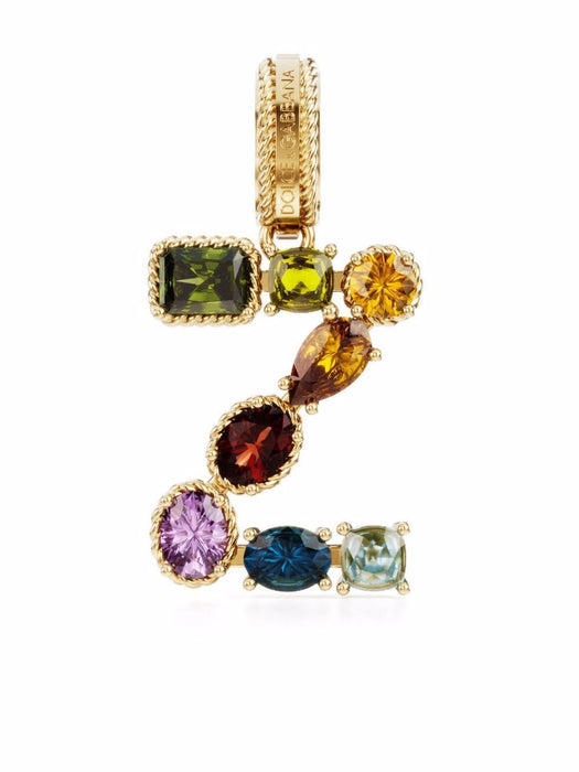 18K yellow gold Z letter multi-gems pendant WANR2GWMIXZ ZOO00 DOLCE & GABBANA 
