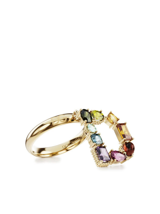 18kt yellow gold Rainbow Alphabet D ring WRMR1GWMIXD ZOO00 DOLCE & GABBANA 