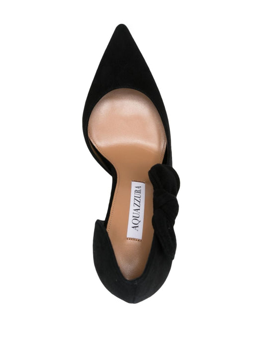 Very Bow Tie 105mm suede pumps VBTHIGP0-SUE-000 BLACK AQUAZZURA 