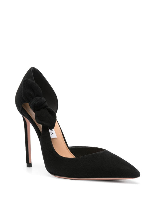 Very Bow Tie 105mm suede pumps VBTHIGP0-SUE-000 BLACK AQUAZZURA 