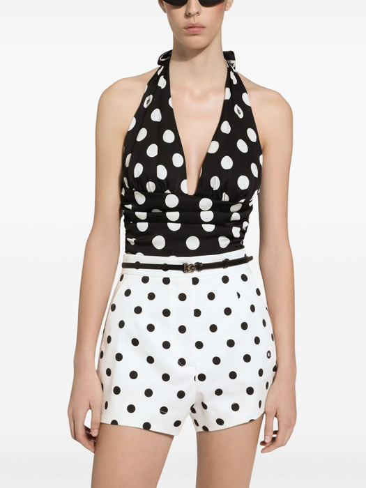 polka dot-print high-waisted shorts FTBTPT FSFNMHWZRN DOLCE & GABBANA 