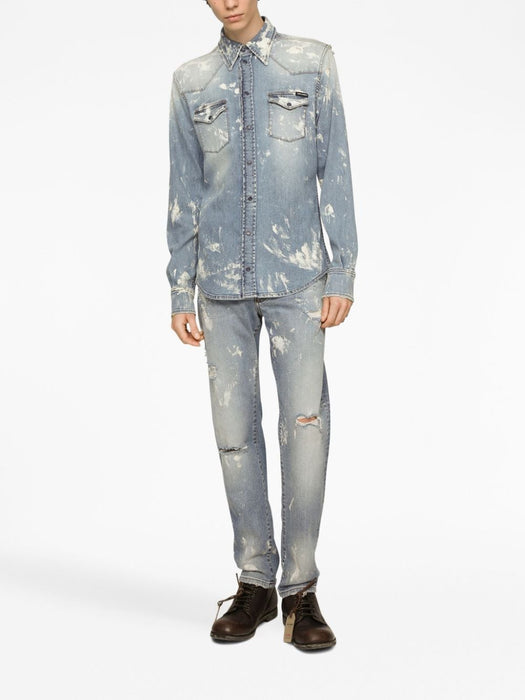 bleached button-up denim shirt G5JC8D G8JH0S9001 DOLCE & GABBANA 