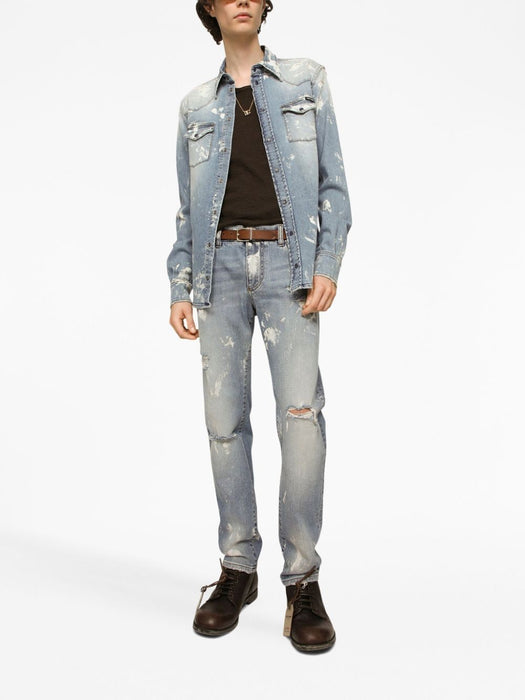 bleached button-up denim shirt G5JC8D G8JH0S9001 DOLCE & GABBANA 