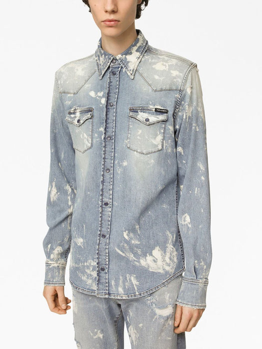bleached button-up denim shirt G5JC8D G8JH0S9001 DOLCE & GABBANA 