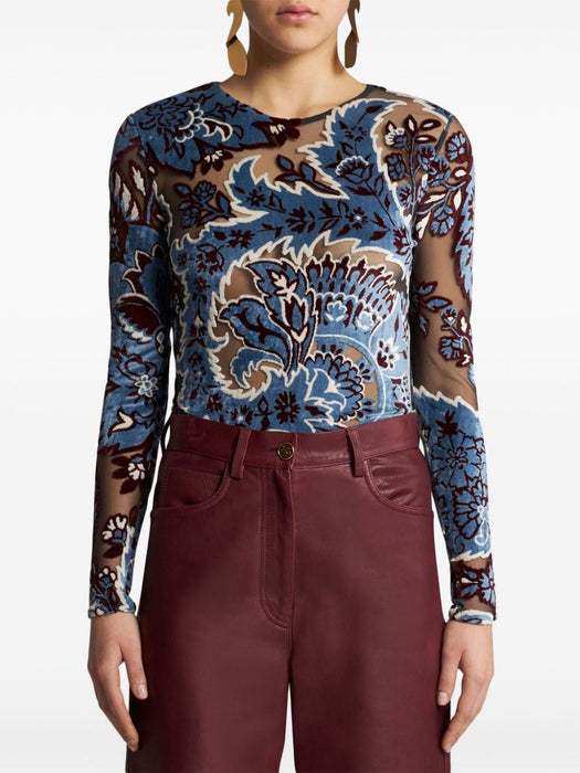 tulle and jacquard velvet top WRJA0038 99JJD03S9880 ETRO 
