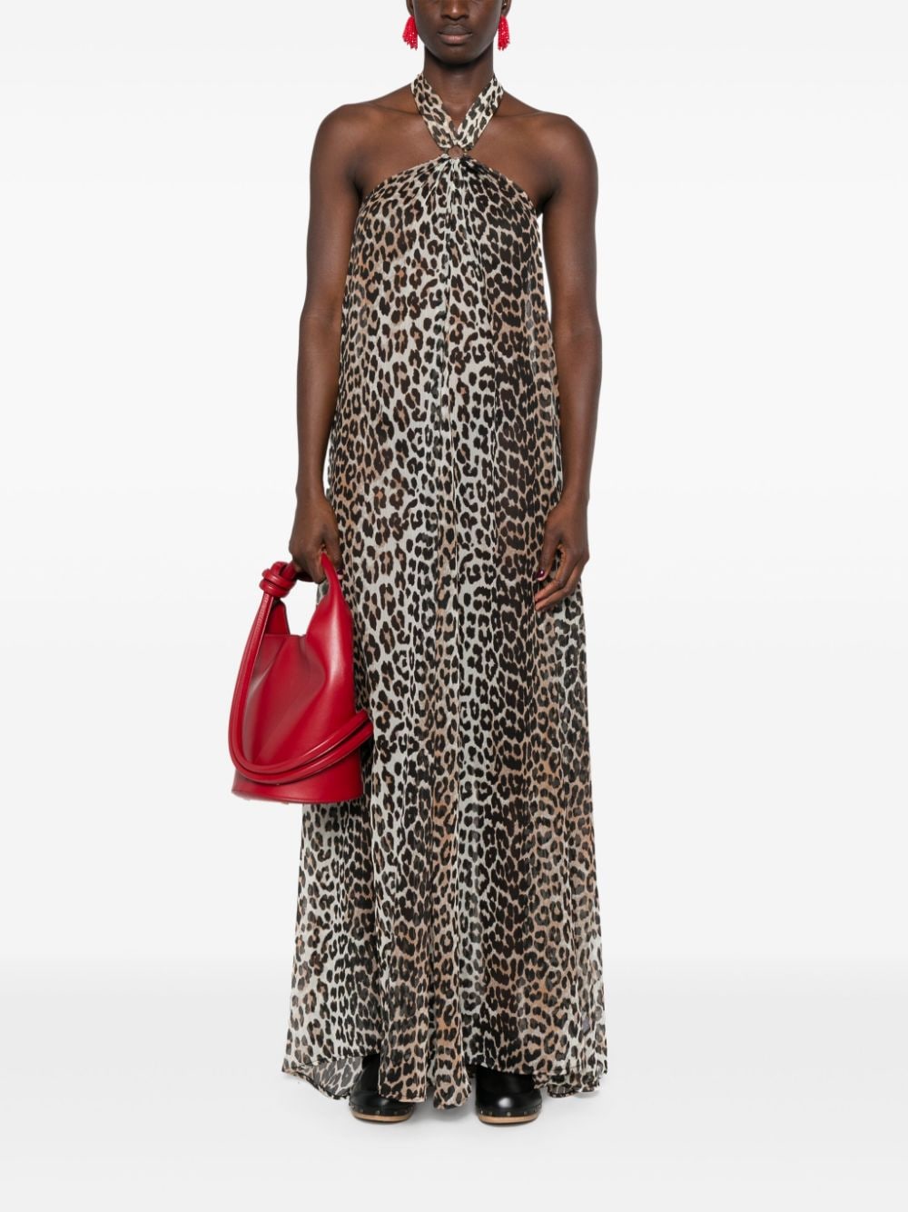 leopard-print maxi dress F9194 943 GANNI 