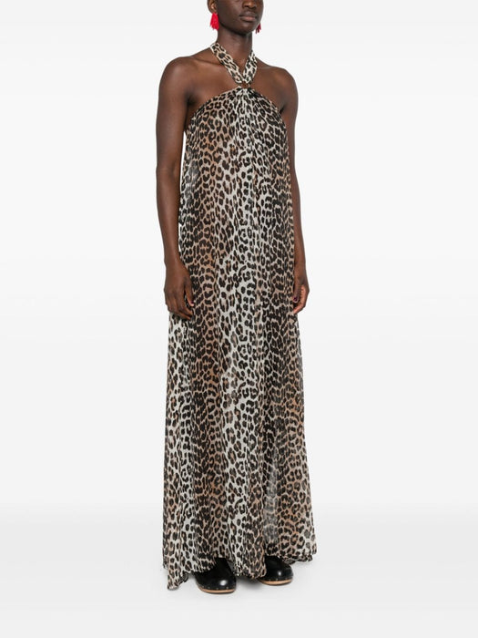 leopard-print maxi dress F9194 943 GANNI 