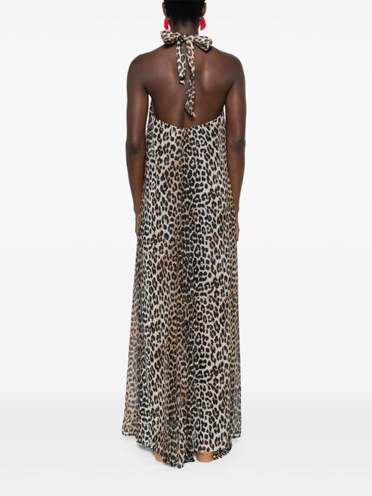 leopard-print maxi dress F9194 943 GANNI 