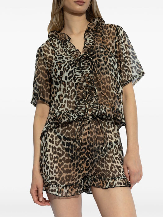 leopard print blouse F9197 943 GANNI 