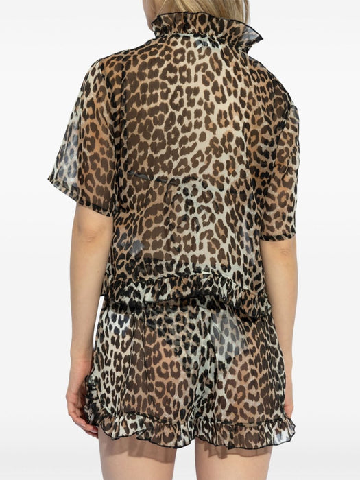leopard print blouse F9197 943 GANNI 