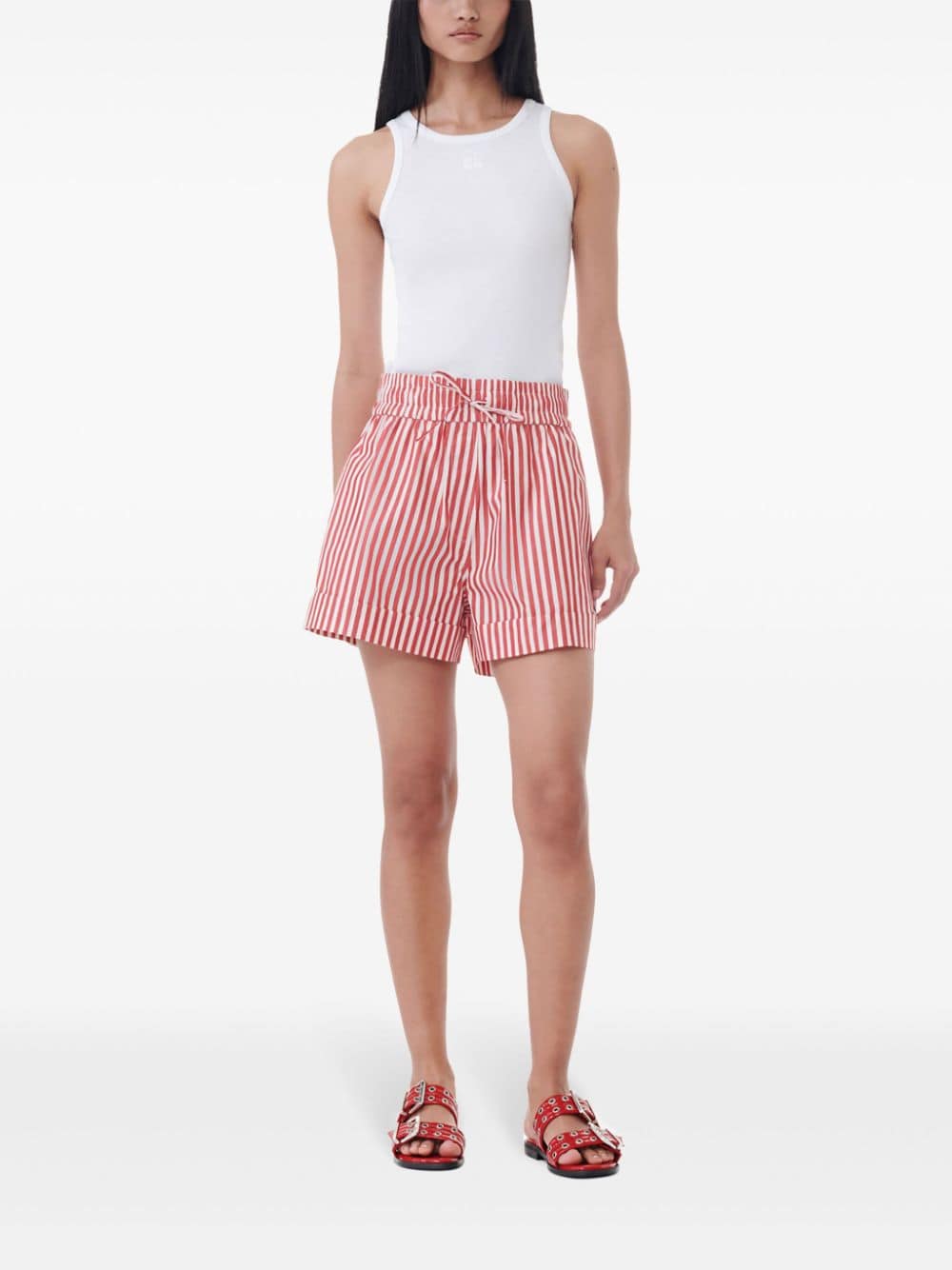 striped high-waisted shorts F9229 396 GANNI 